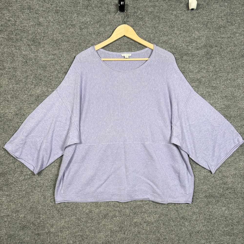 Purejill Size Small Sweater Top Purple Cotton Cashmere Kimono Sleeves Lagenlook
